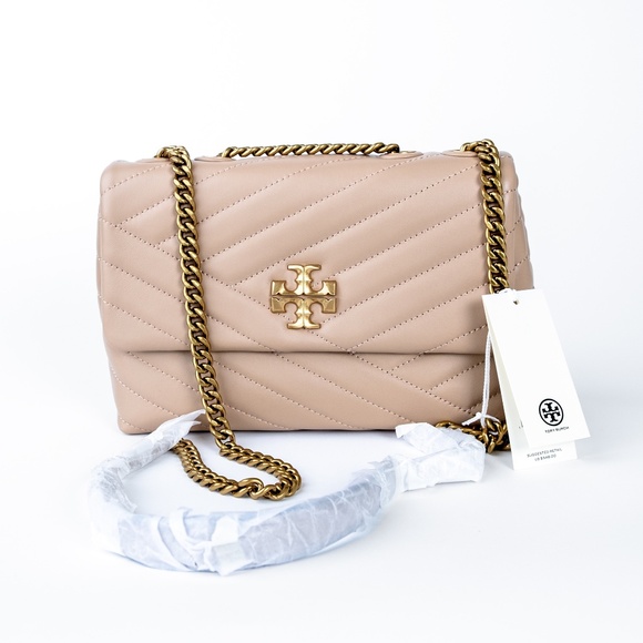 NWT Tory Burch Small KIRA Chevron Shoulder Nappa Leather Bag Devon Sand $548 - Picture 12 of 13